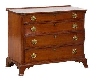 Rare Fine American Swell-Front Cherry Chest, Circle of Nathan Lumbard, Central Massachusetts, c.