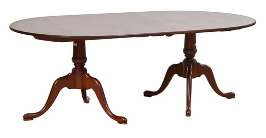 Eldred Wheeler Cherry Pedestal Extension Dining Table, late 20th c., H.- 30 in., W.- 48 in., L.- 83