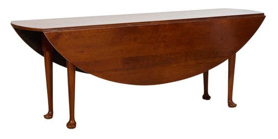 Large American Cherry Drop Leaf Wake Table, Kornmeyer's Antiques, Baton Rouge, mid to late 20th c.,