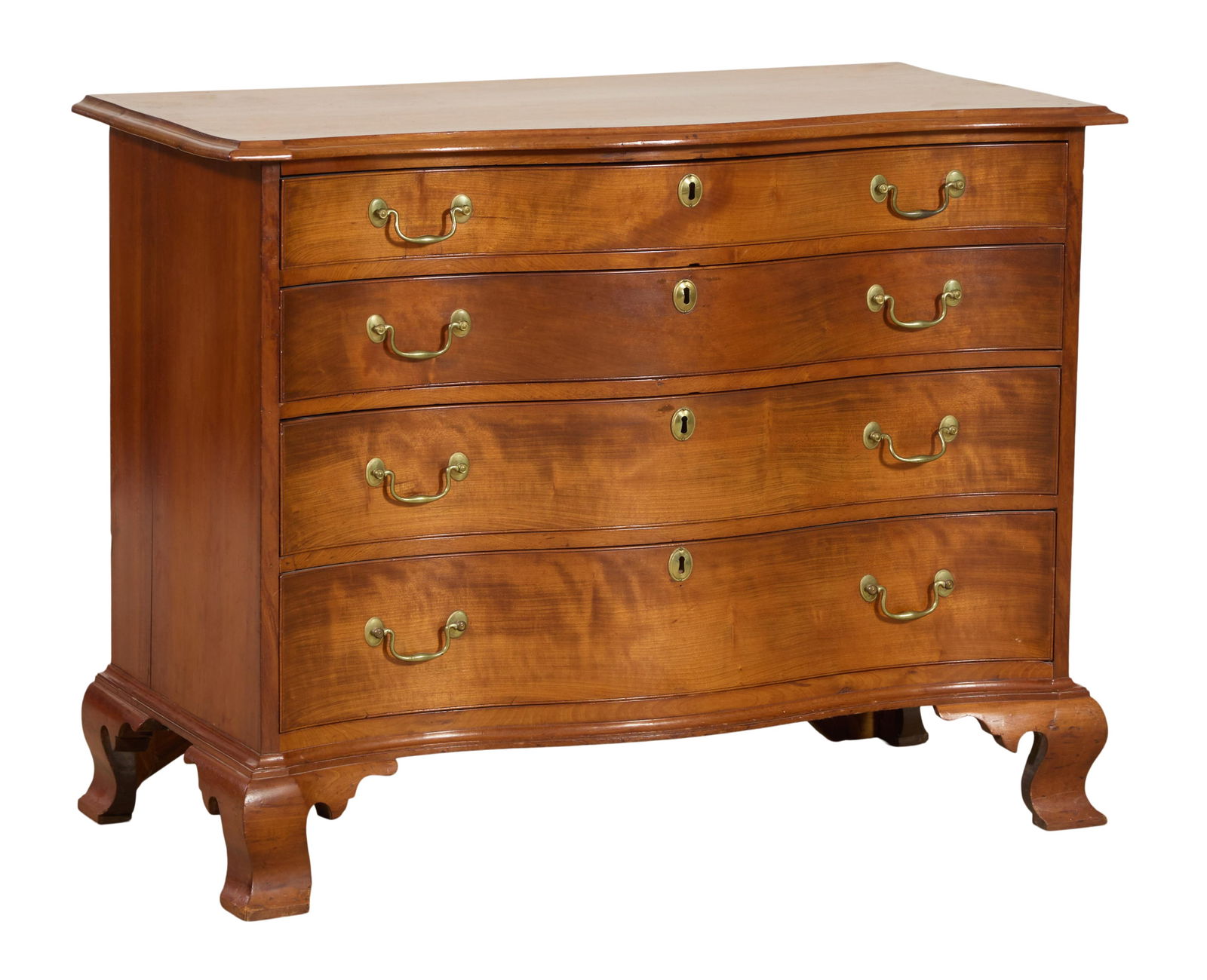 Good American Chippendale Cherry Serpentine Chest of Drawers, late 18th c., H.- 34 1/2 in., W.- 44 (1 of 12)