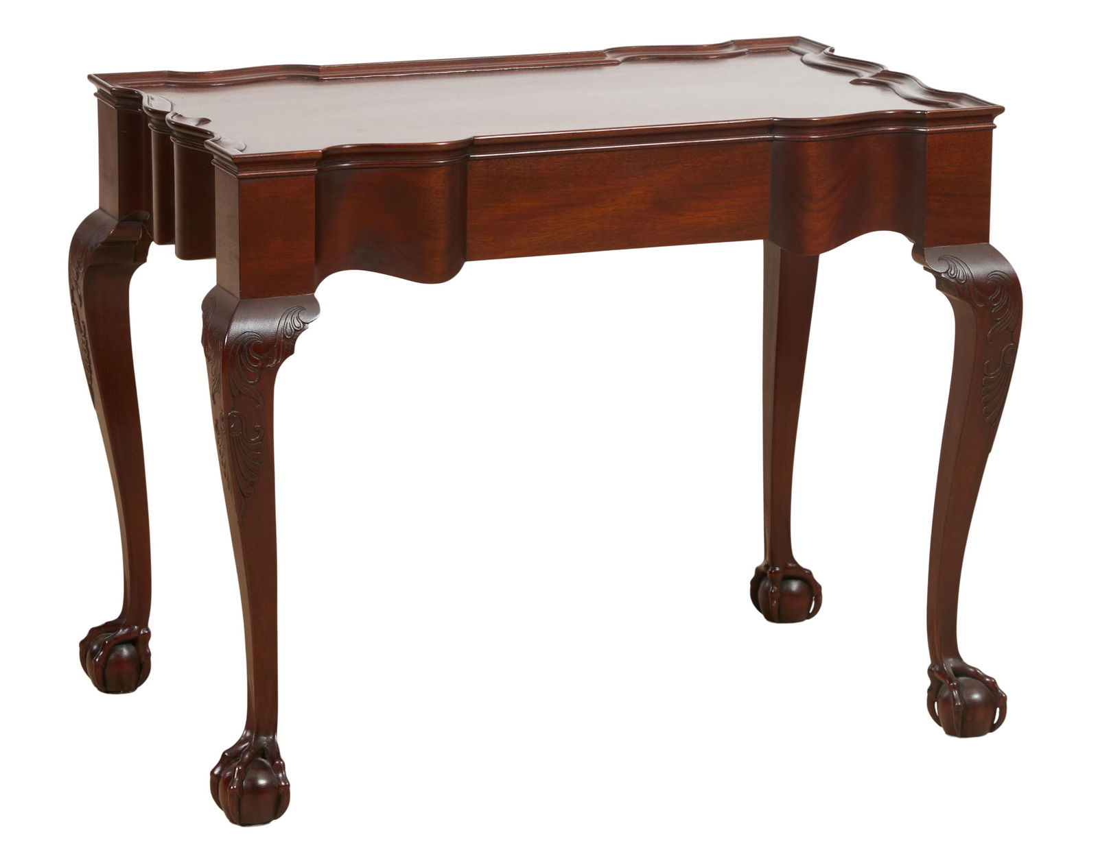 John Goddard Carved Mahogany Tea Table, Jeffrey Greene, Historic Newport Collection, Newport, Rhode: John Goddard Carved Mahogany Tea Table, Jeffrey Greene, Historic Newport Collection, Newport, Rhode Island, Signed and Dated, 2011 (MMXI), single board old growth Mahogany galleried top, incised anthe