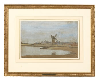 Horace Mann Livens (British, 1862-1936), "Windmill," Sight- H.- 9 1/2 in., W.- 14 7/8 in., Framed-