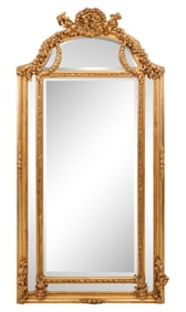 Louis XVI Inspired Figural Cushion Mirror, 21st c., H.- 84 in., W.- 42 in.