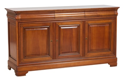 French Louis Philippe Cherry Enfilade, 20th c., H.- 39 1/4 in., W.- 71 in., D.- 21 in.