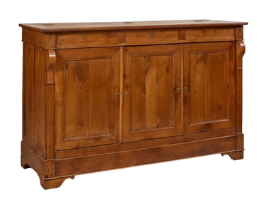 French Louis Philippe Walnut Enfilade, late 19th c., H.- 47 in., W.- 73 in., D.- 25 1/4 in.