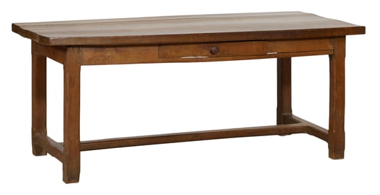 French Provincial Walnut Farm Table, early 20th c., H.- 29 in., W.- 69 in., D.- 31 in.