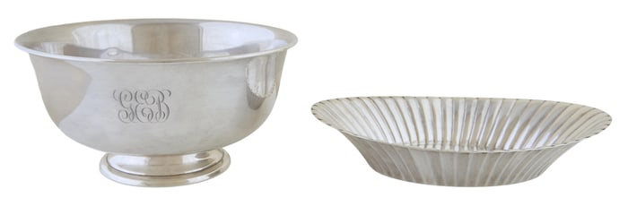 Two Pieces of Sterling Tableware, App. Total Sterling- Wt.- 23.61 Troy oz.; Larger- H.- 4 1/8 in.,