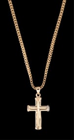 14K Yellow Gold Cross Pendant, App. Total Wt.- 8.3 grams; Pendant- H.- 1 1/4 in., W.- 3/4 in.;