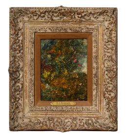 Ralph Albert (R.A.) Blakelock (American, 1847-1919), "Evening in Spring" H.- 8 in., W.- 6 in.,