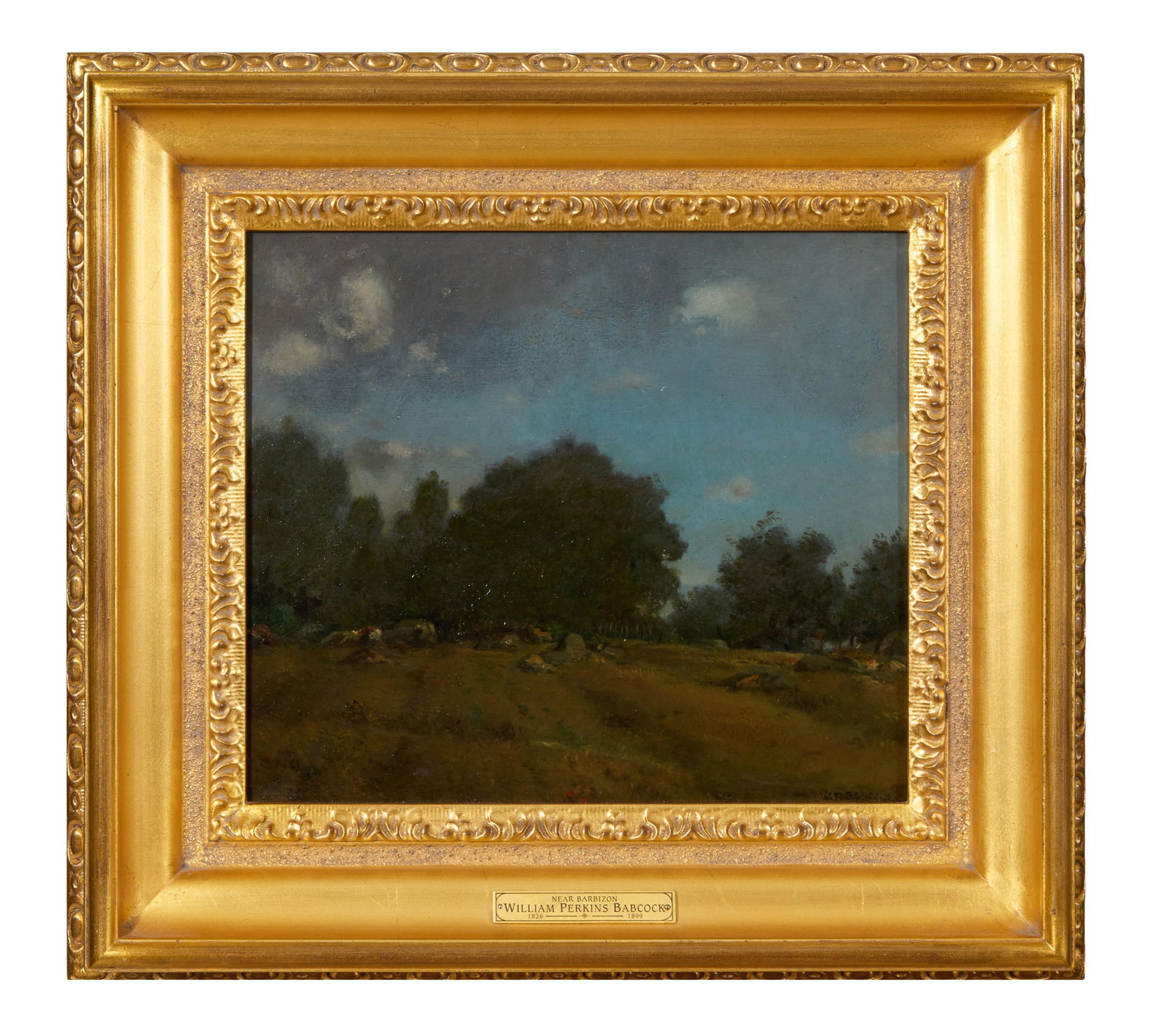 William Perkins Babcock (American/France, 1826-1899), "Barbizon Landscape" H.- 11 /12 in., W.- 13 (1 of 6)
