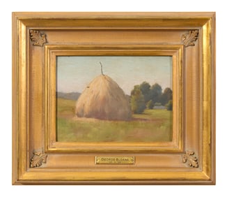 George Sloan (American, 1864-1942), "Haystack," 1897, H.- 6 in., W.- 7 1/2 in., Framed- H.- 11 1/4