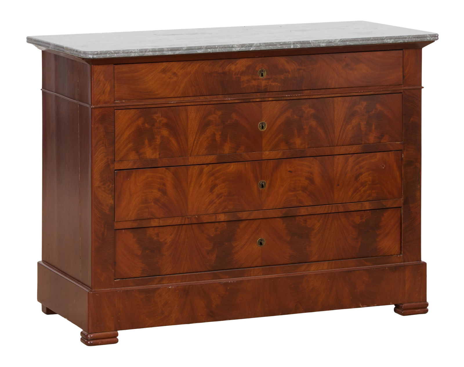 French Louis Philippe Marble Top Mahogany Commode, mid 19th c., H.- 34 in., W.- 44 1/4 in., D.- 20 (1 of 1)