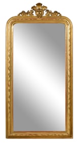 French Louis Philippe Style Carved Gesso Overmantel Mirror, 19th c., H.- 59 in., W.- 29 in.