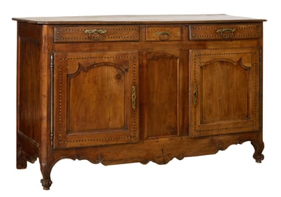 French Louis XV Style Inlaid Walnut Sideboard, 19th c., H.- 41 3/4 in., W.- 69 1/2 in., D.- 22 1/2