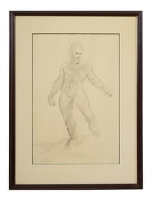 George Valentine Dureau (American/Louisiana, 1930-2014), "Male Nude," Sight- H.- 24 in., W.- 16 in.,