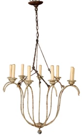 Antique Italian Wire Nine Light Chandelier, 19th c., H.- 48 in., Dia.- 30 in.