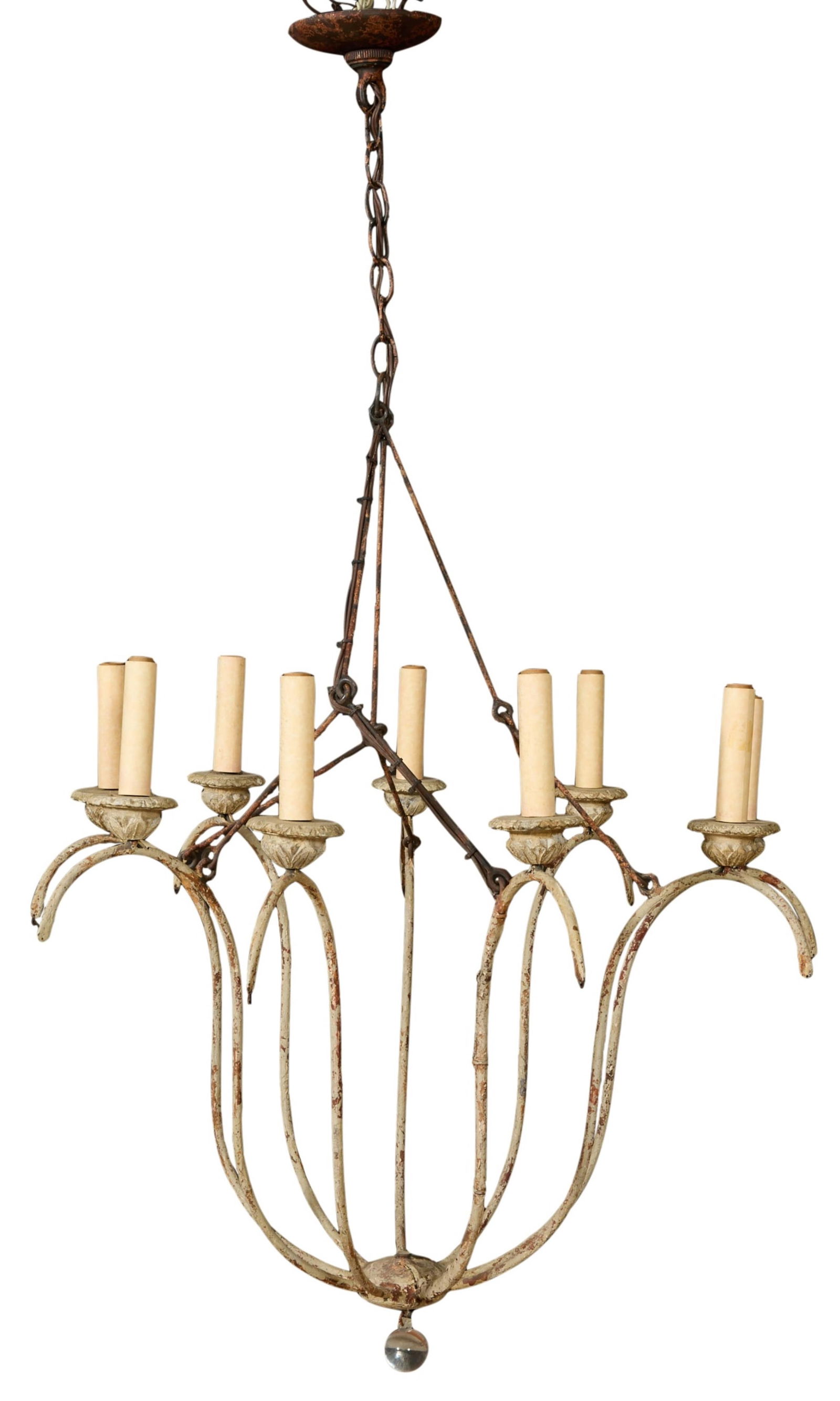 Antique Italian Wire Nine Light Chandelier, 19th c., H.- 48 in., Dia.- 30 in. (1 of 1)