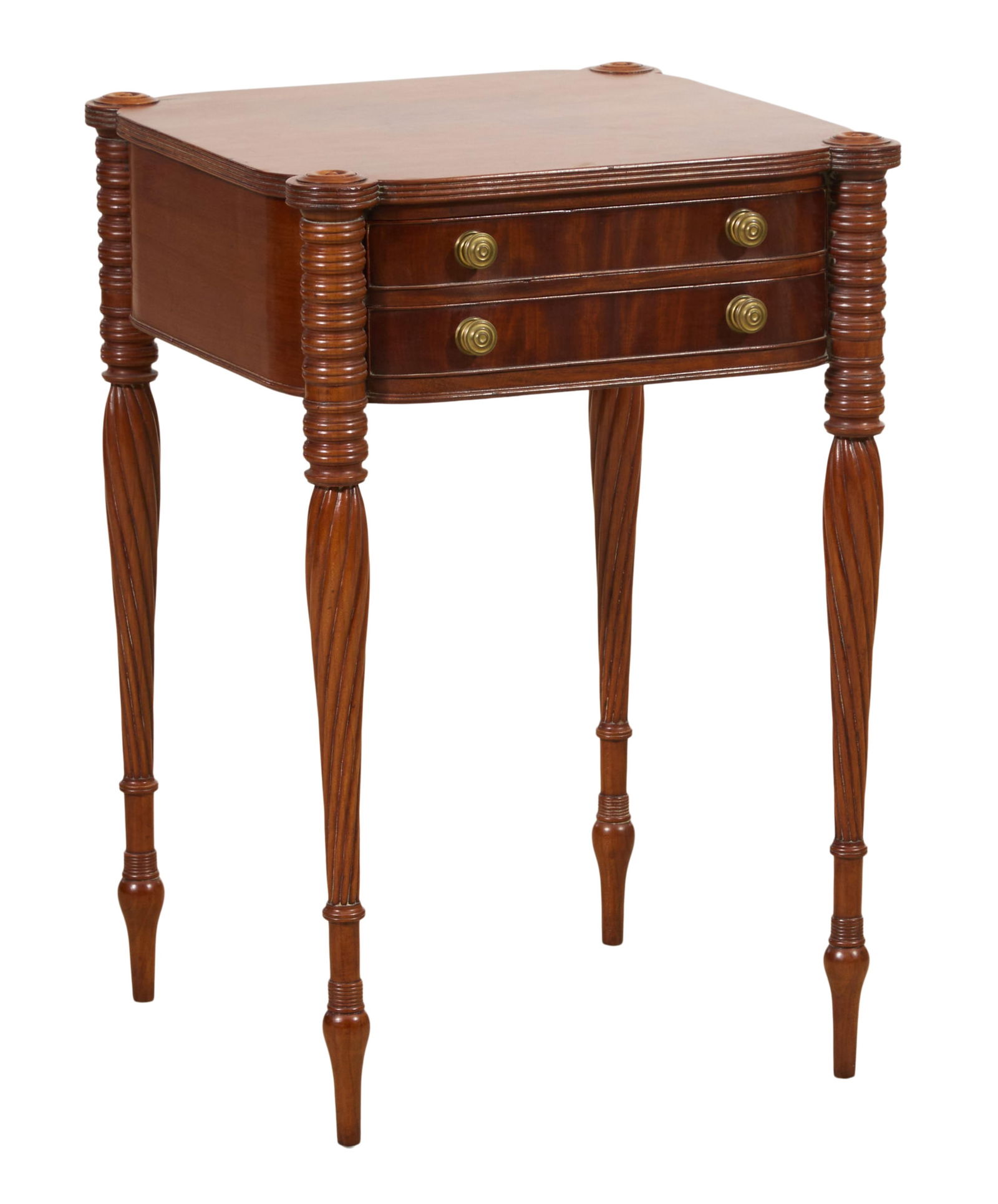 Exceptional American Carved Mahogany Work Table, Boston or Salem, Massachusetts, early 19th c., H.- (1 of 12)