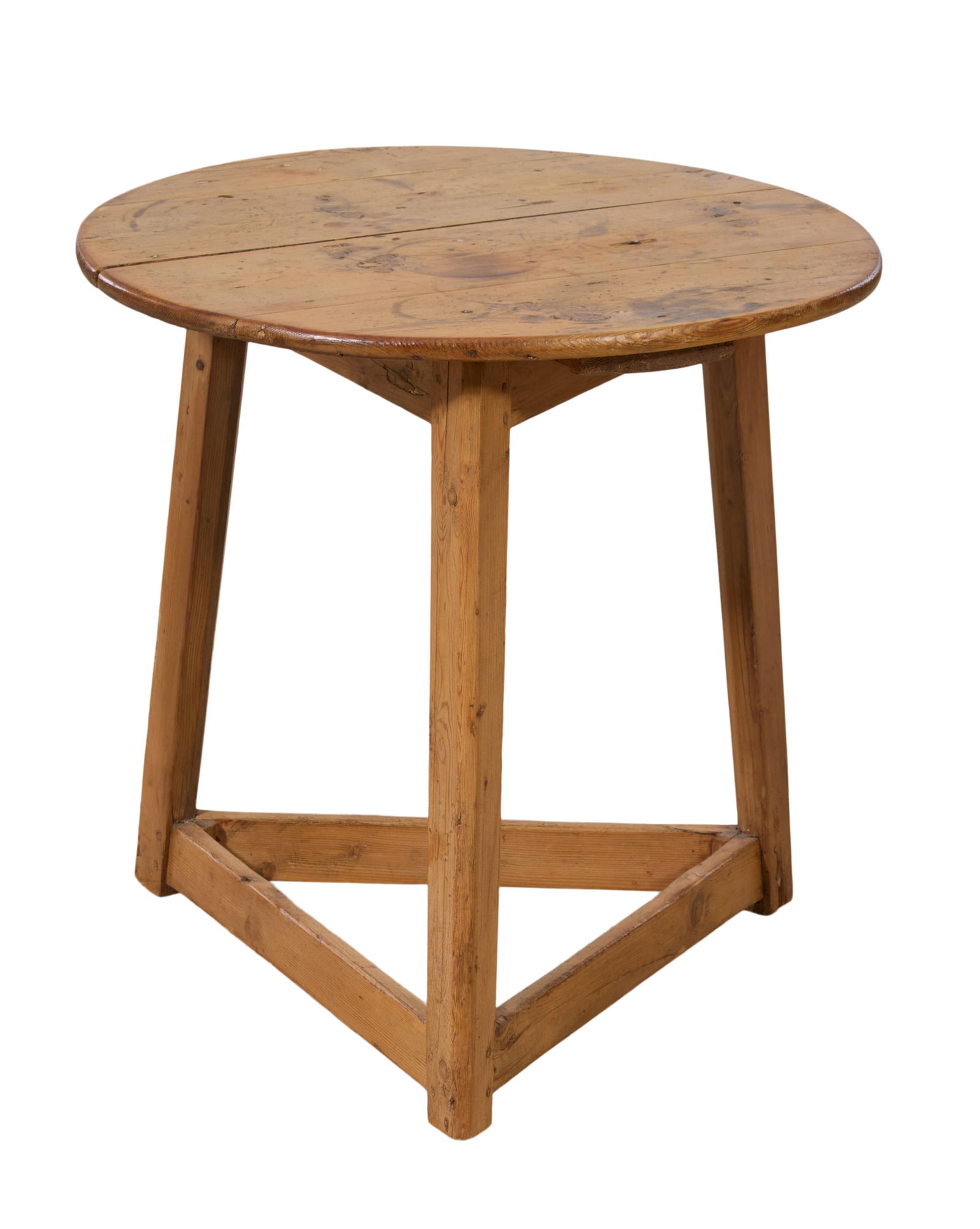 English Pine Cricket Table, 19th c., H.- 24 3/4 in., Dia.- 24 1/2 in. (1 of 1)