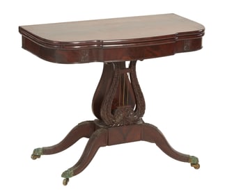 American Classical Carved Mahogany Card Table, Circle of Henry Connelly, Philadelphia, PA, early