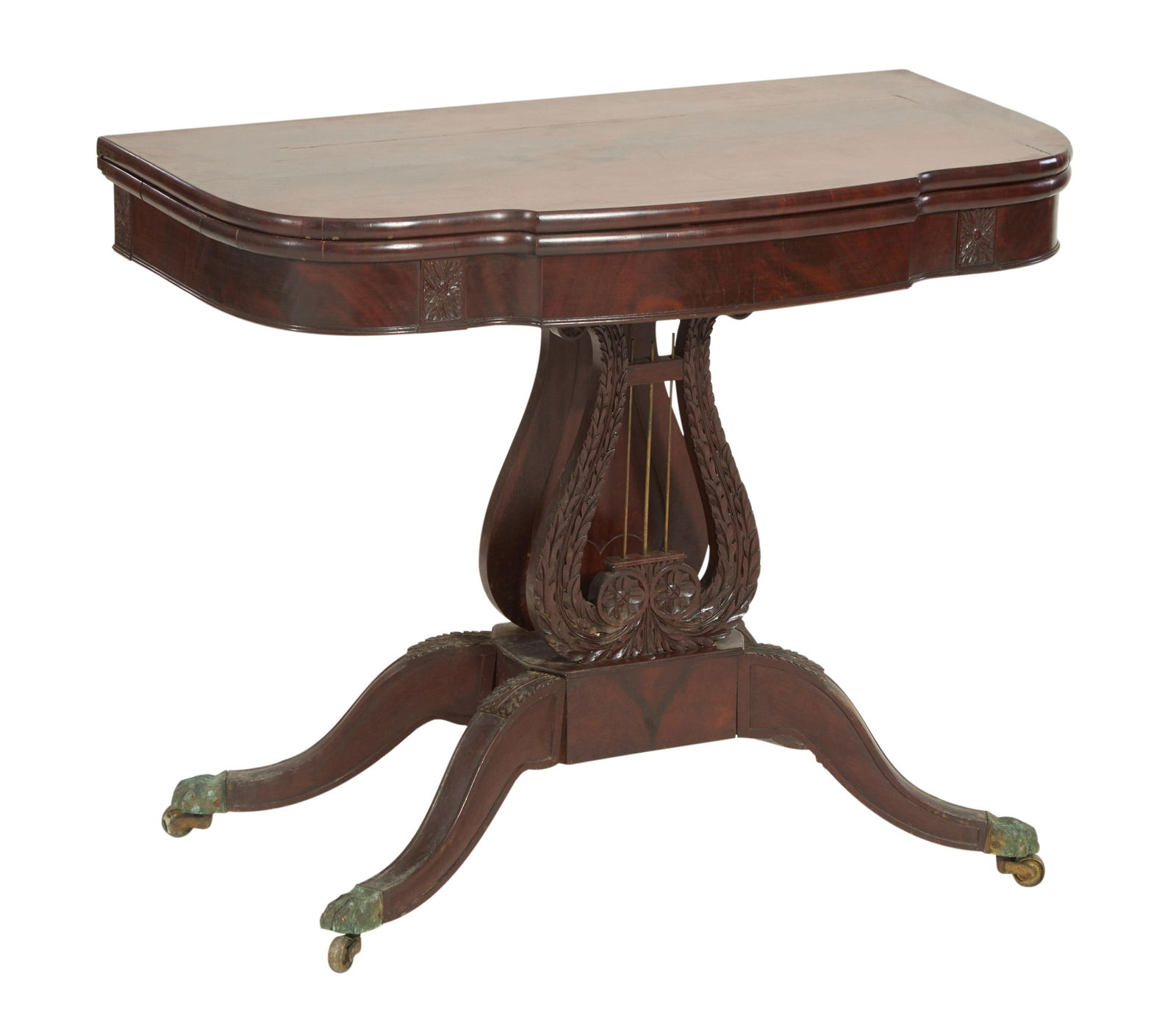 American Classical Carved Mahogany Card Table, Circle of Henry Connelly, Philadelphia, PA, early (1 of 2)