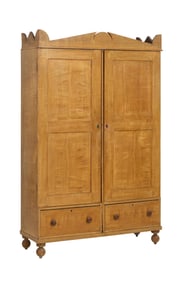Southern Grecian Style Grain Painted Pine Armoire on Stand, Baltimore, early 19th c., H.- 86 1/2