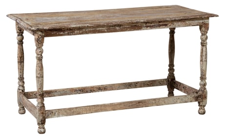 French Provincial Creme Peinte Farm Table, 19th c., H.- 28 1/2 in., W.- 52 1/2 in., D.- 25 1/4 in.