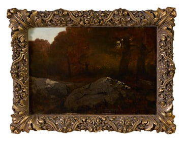 Narcisse-Virgilio Diaz de la Pena (French, 1807-1876), "Fontainebleau Forest near Barbizon," H.- 8