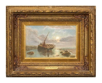 John MacPherson (American, 1894-1982), "Fishing Boat under Moonlight," Sight- H.- 6 in., W.- 9 3/8