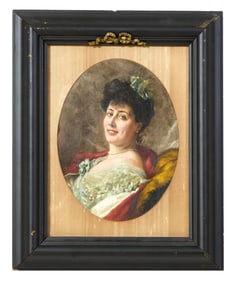 Louis Edouard Fournier (French, 1857-1917), "Portrait of a Lady with a Red Shawl," 1907, H.- 11 1/2