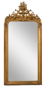 French Carved Louis Philippe Style Giltwood Overmantel Mirror, 19th c., H.- 26 in., W.- 40 in., D.-