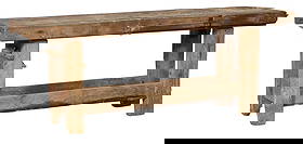 French Provincial Cabinetmaker Workbench, 19th c., H.- 31 in., W.- 80 1/2 in., D.- 21 1/2 in.: French Provincial Cabinetmaker Workbench, 19th c., of primitive construction, the rustic top sits on four straight timber legs joined by stretchers, H.- 31 in., W.- 80 1/2 in., D.- 21 1/2 in.