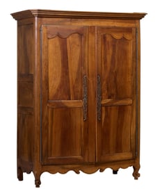 French Louis XV Style Walnut Armoire, mid 19th c., H.- 88 1/4 in., W.- 62 in., D.- 27 in.