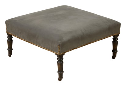 Georgian Style Upholstered Ottoman, 20th c., H.- 13 in., W.- 25 1/4 in., D.- 25 1/4 in.