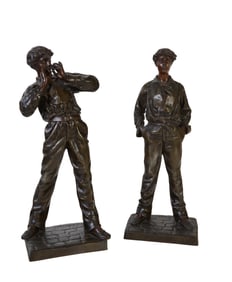 After Rene Charles Masse (French, 1855-1913), "Le Fumeur" and "Le Stiffleur," Each- H.- 31 1/4 in.,