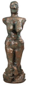 Bronzed Papier Mache Sculpture of a Woman, 20th c., H.- 62 in., W.- 17 in., D.- 17 in.