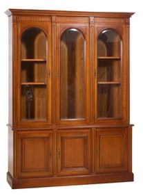 French Louis XVI Style Cherry Bookcase, 20th c., H.- 87 3/4 in., W.- 64 in., D.- 19 in.