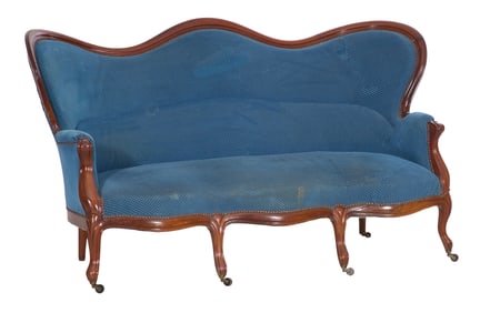 French Louis Philippe Walnut Sofa, mid 19th c., H.- 39 in., W.- 71 1/2 in., D.- 36 in.