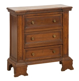 Small French Provincial Walnut Commode, 19th c., H.- 27 1/2 in., W.- 27 in., D.- 11 in.