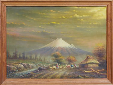 Oswaldo Moncayo (Ecuador, 1923-1984), "El Cotopaxi, Ecuador," late 20th c., H.- 15 5/8 in., W.- 21