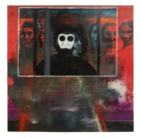 Continental/South American, "Silenced and Masked Behind Bars, A Window In," 1970s-1980s, H.- 59 in.,