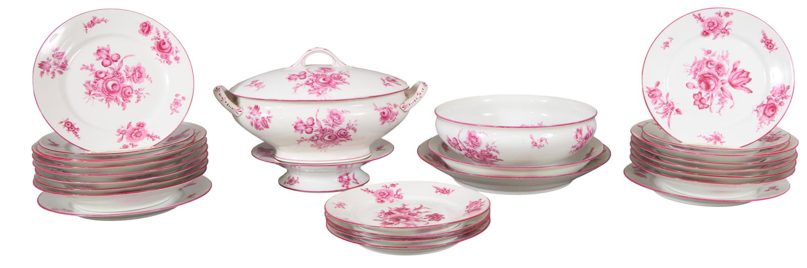 Twenty-Eight Piece French Limoges Porcelain Partial Dinner Service, early 20th c., Soups- H.- 1 3/4 (1 of 2)