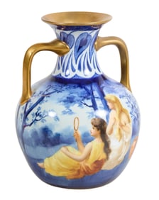 Harry George Theaker (English, 1873–1954), Royal Doulton Handled Porcelain Baluster Urn, 20th c.,