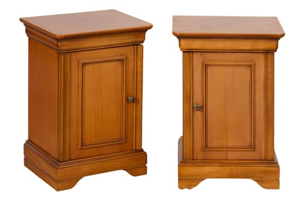 Pair of French Louis Philippe Style Nightstands, 20th c., H.- 24 in., W.- 16 1/2 in., D.- 13 1/4 in.