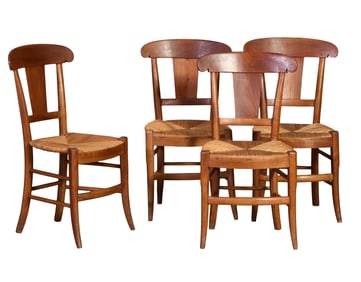 Four French Provincial Louis Philippe Style Cherry Side Chairs, 19th c., H.- 34 in., W.- 16 in., D.-