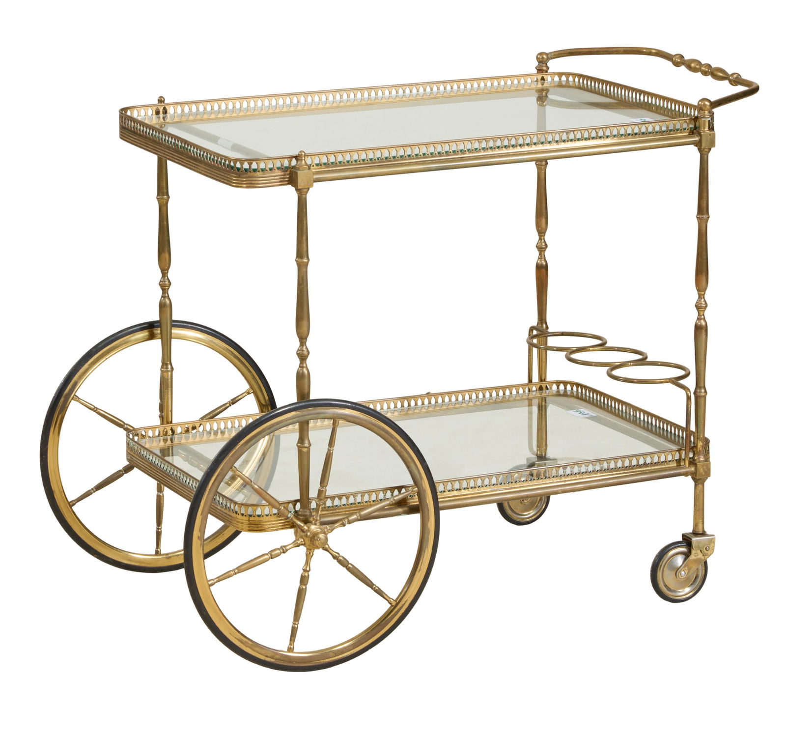 French Brass and Glass Dessert Cart, 20th c., H.- 25 in., W.- 29 1/2 in., D.- 19 in. (1 of 1)