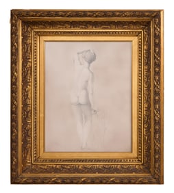 Continental School (20th Century), "Academic Study of a Nude Female from Behind," Sight- H.- 19 1/2