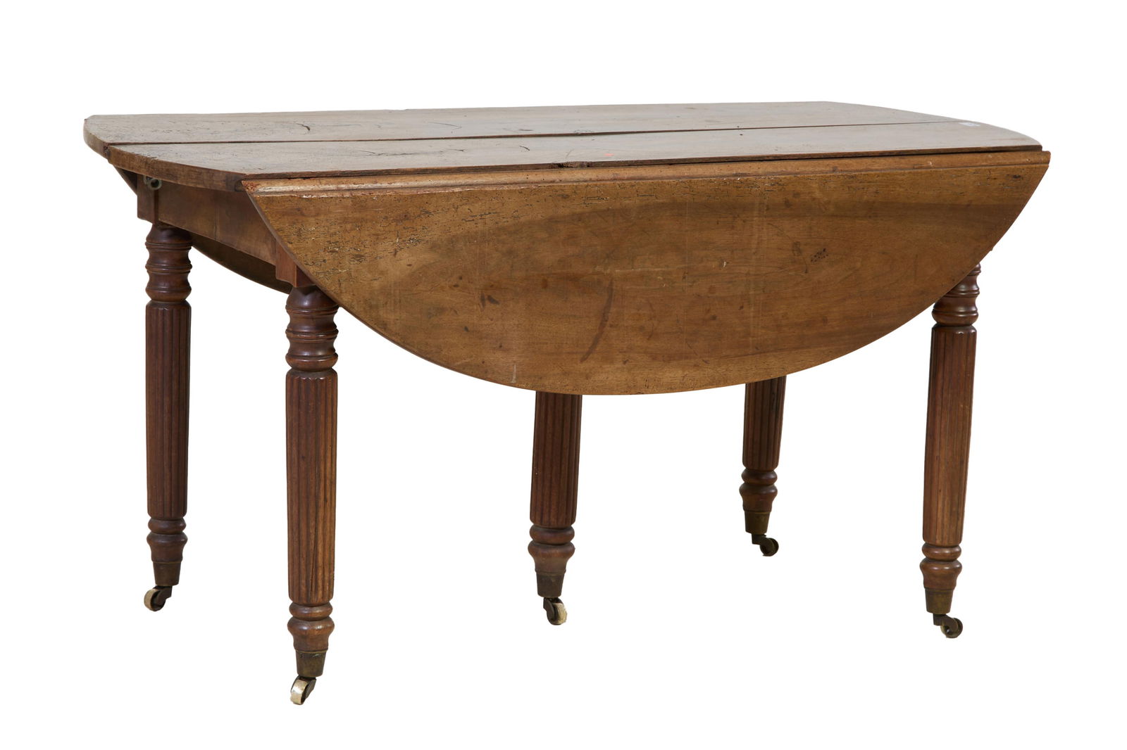 French Louis Philippe Drop Leaf Walnut Dining Table, mid 19th c., Closed- H.- 28 in., W.- 25 in., (1 of 2)