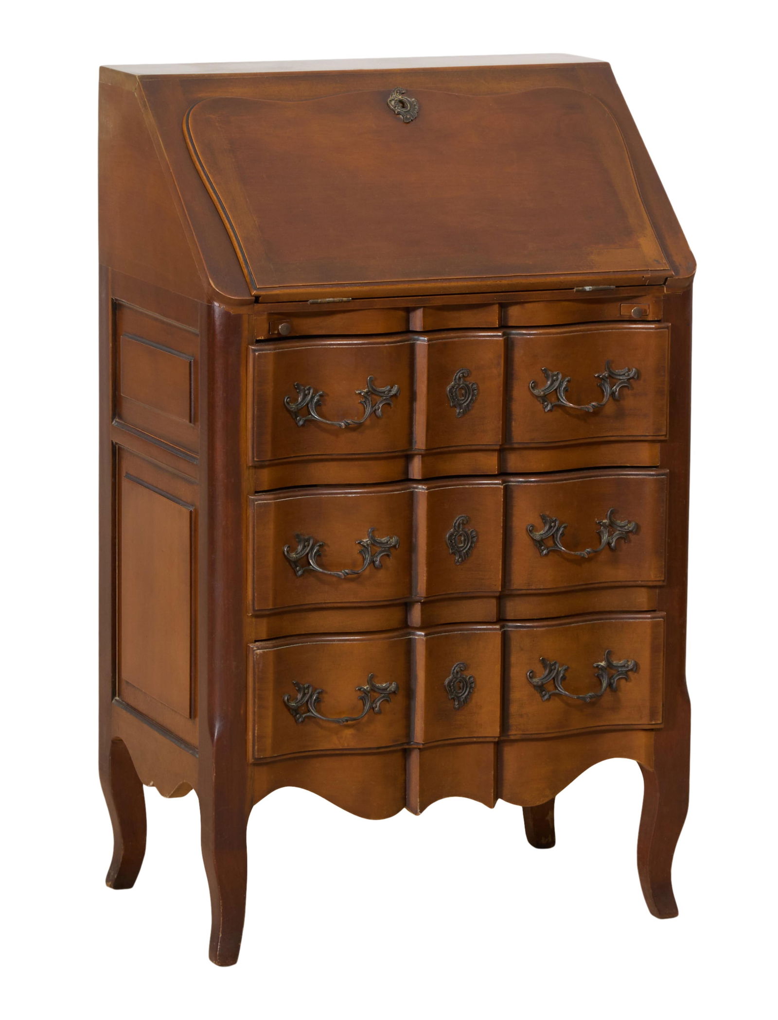 French Louis XV Style Fall Front Desk, 20th c., H.- 39 1/2 in., W.- 23 1/2 in., D.- 16 in. (1 of 2)