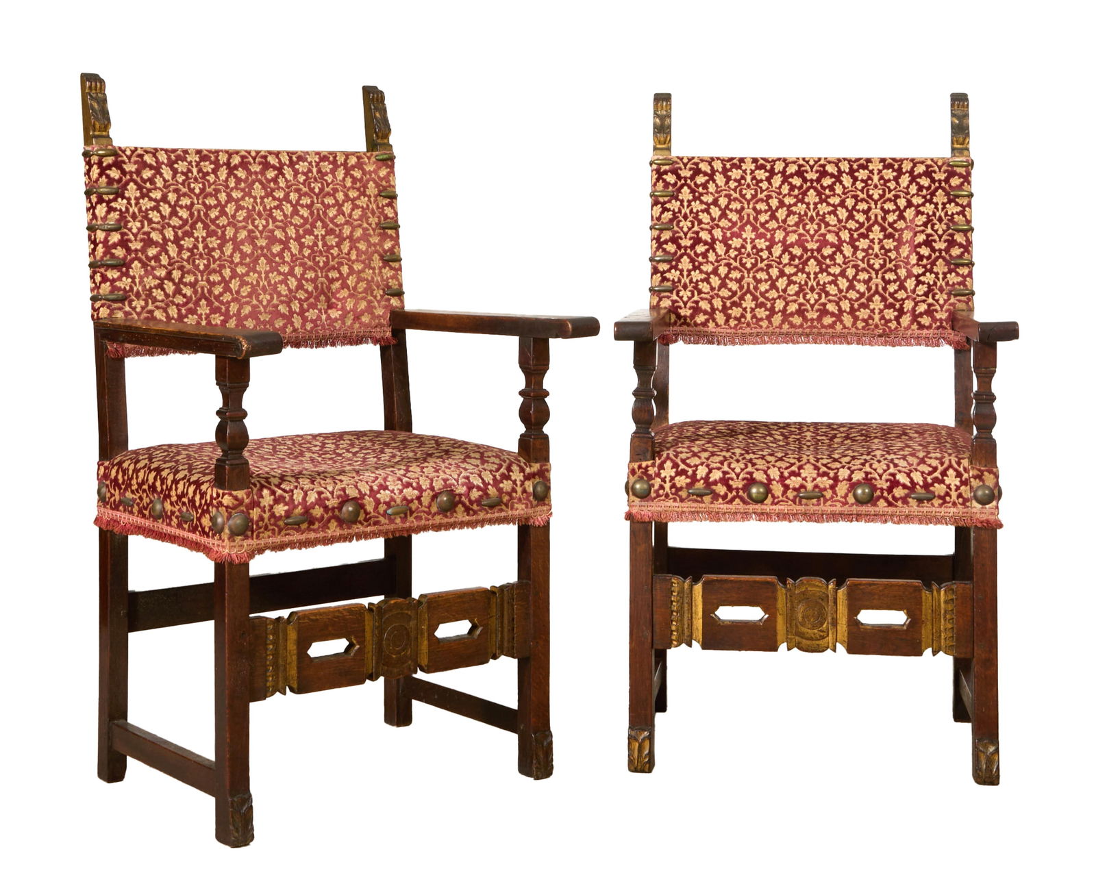 Pair of French Renaissance Style Fauteuils, 20th c., H.- 44 in., W.- 24 1/2 in., D.- 21 in. (2 Pcs.) (1 of 1)